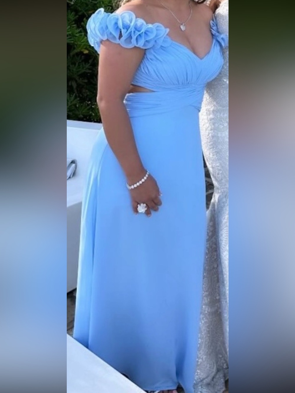 Sky Blue Ruffled Strap Maxi Dress